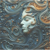 Moonlit Vrouw 3D Kunst Sticker (Voorkant)