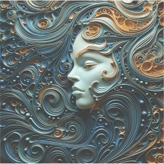 Moonlit Vrouw 3D Kunst Sticker (Voorkant)