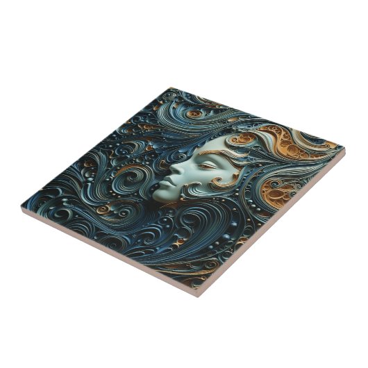 Moonlit Vrouw 3D Kunst Tegeltje (Zijkant)