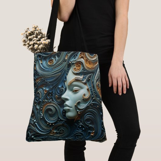 Moonlit Vrouw 3D Kunst Tote Bag (Dichtbij)