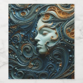 Moonlit Vrouw 3D Kunst Wijn Etiket (Enkel label)