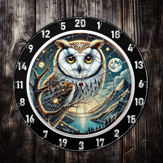 Moonlit Watcher Owl Dartboard Design Dartbord