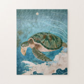 Moonlit Waves - Sea Turtle, Japanese Art Legpuzzel (Verticaal)