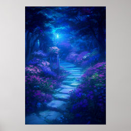 Moonlit Weg in de tuin der dromen Poster