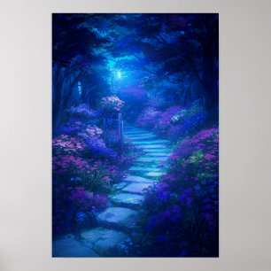 Moonlit Weg in de tuin der dromen Poster