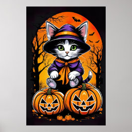 Moonlit Whiskers, Schattig Kat Poster
