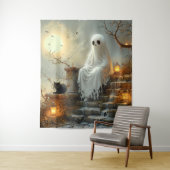 Moonlit Whispers: De geest en de kat Wandkleed (In situ)