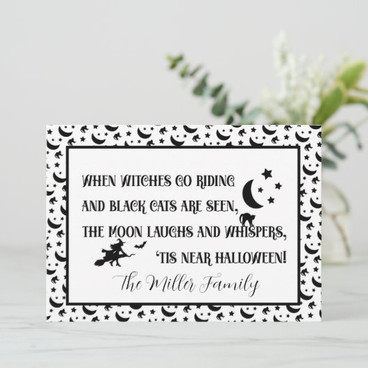 Moonlit Whispers & Witching Hour Magic Feestdagenkaart (Staand voorkant)