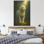 Moonlit White Tiger – Fine Art Portrait Canvas Afdruk (Insitu (Slaapkamer))