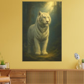 Moonlit White Tiger – Fine Art Portrait Canvas Afdruk (Insitu (Woonkamer))