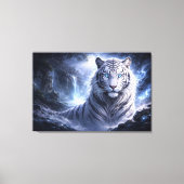 Moonlit White Tiger Guardian – Blue Fantasy Spirit Canvas Afdruk (Voorkant)