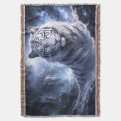 Moonlit White Tiger Guardian – Blue Fantasy Spirit Deken (Voorkant Verticaal)