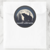 Moonlit Wilderness natuur beer silhouet Ronde Sticker (Tas)