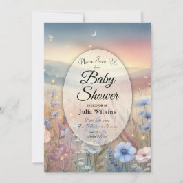 Moonlit Wildflower Whispers Baby shower Kaart