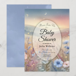 Moonlit Wildflower Whispers Baby shower Kaart