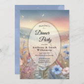 Moonlit Wildflower Whispers Dinner Party Kaart (Voorkant / Achterkant)