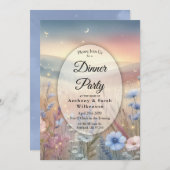 Moonlit Wildflower Whispers Dinner Party Kaart (Voorkant / Achterkant)