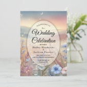 Moonlit Wildflower Whispers Wedding Kaart (Staand voorkant)