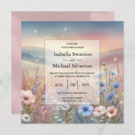 Moonlit Wildflower Whispers Wedding Kaart