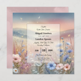 Moonlit Wildflower Whispers Wedding Kaart