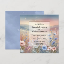 Moonlit Wildflower Whispers Wedding Kaart