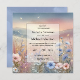 Moonlit Wildflower Whispers Wedding Kaart