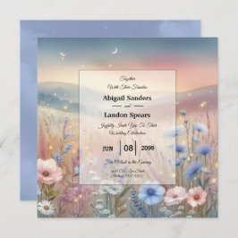 Moonlit Wildflower Whispers Wedding Kaart