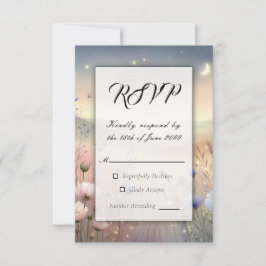 Moonlit Wildflower Whispers Wedding RSVP Kaartje