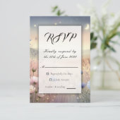 Moonlit Wildflower Whispers Wedding RSVP Kaartje (Staand voorkant)