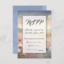 Moonlit Wildflower Whispers Wedding RSVP Kaartje
