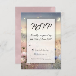 Moonlit Wildflower Whispers Wedding RSVP Kaartje