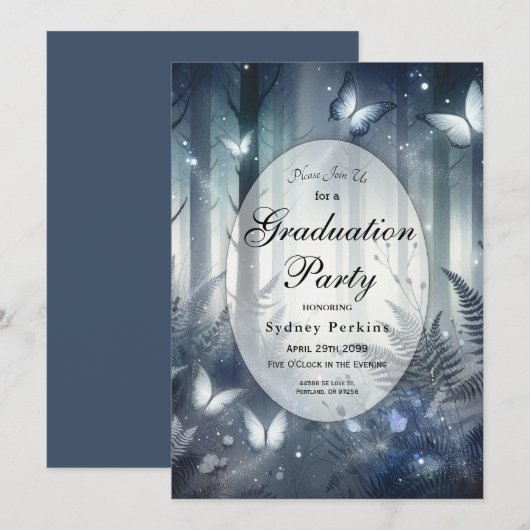 Moonlit Wings en Midnight Magic afstudeerfeest Kaart (Voorkant / Achterkant)
