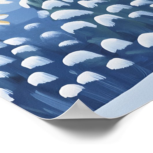 Moonlit Winter Village met Snowy Pathway Poster (Hoek)