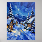 Moonlit Winter Village Poster (Voorkant)