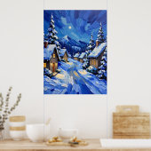 Moonlit Winter Village Poster (Keuken)