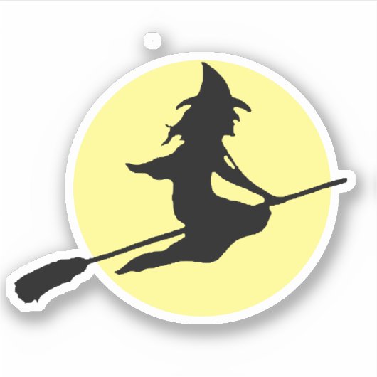 Moonlit Witch op Broom silhouet Sticker (Voorkant)