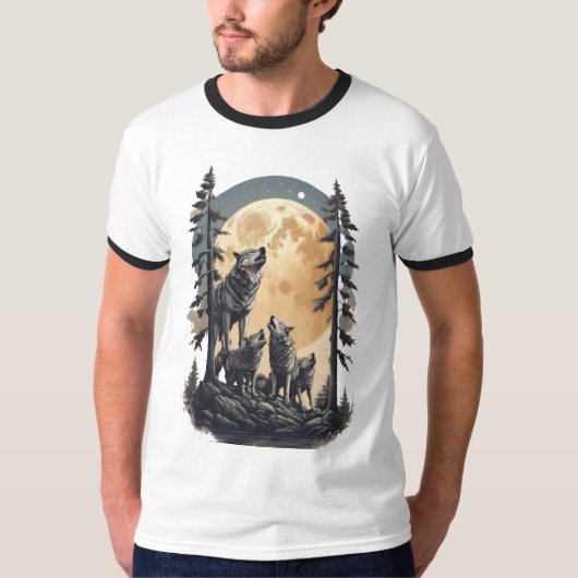 Moonlit Wolf Family Design, T-shirt (Voorkant)
