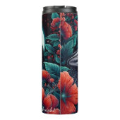 Moonlit Wolf Howling Bloemen Nacht Thermosbeker (Achterkant)