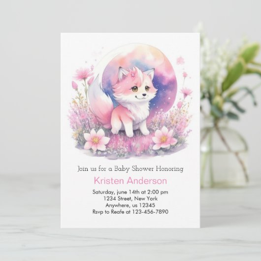 Moonlit Wolf Magic Baby shower Kaart (Staand voorkant)