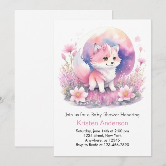 Moonlit Wolf Magic Baby shower Kaart (Voorkant / Achterkant)