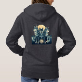 Moonlit Wolf Pack Guardians | Mystical Compass Art Hoodie (Achterkant)