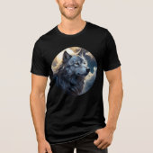Moonlit Wolf – Tranquil Night Animal Art Tri-Blend Shirt (Voorkant)
