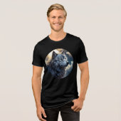 Moonlit Wolf – Tranquil Night Animal Art Tri-Blend Shirt (Voorkant volledig)