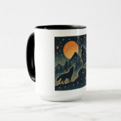 Moonlit Wolves & Mount Fuji – Japanese Night Art Mok (Voorkant links)