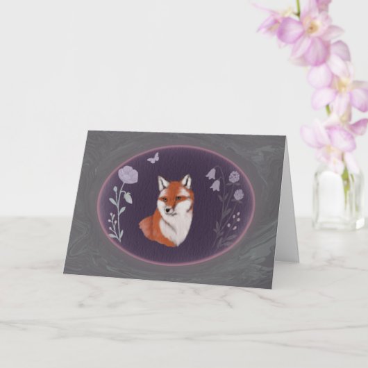 Moonlit Woodland Fox 7x5 Greeting Card Kaart (Orchidee)