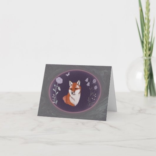 Moonlit Woodland Fox Small Greeting Card Bedankkaart (Voorkant)
