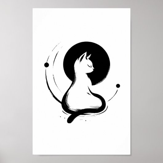Moonlit Zen Cat Poster (Voorkant)