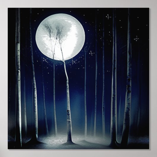 Moonlite Birch Trees Folie Afdrukken (Voorkant)