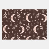 Moonpatroon van Boho met bladeren en sterren Inpakpapier Vel (Voorkant 3)