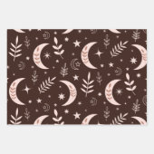 Moonpatroon van Boho met bladeren en sterren Inpakpapier Vel (Voorkant 2)